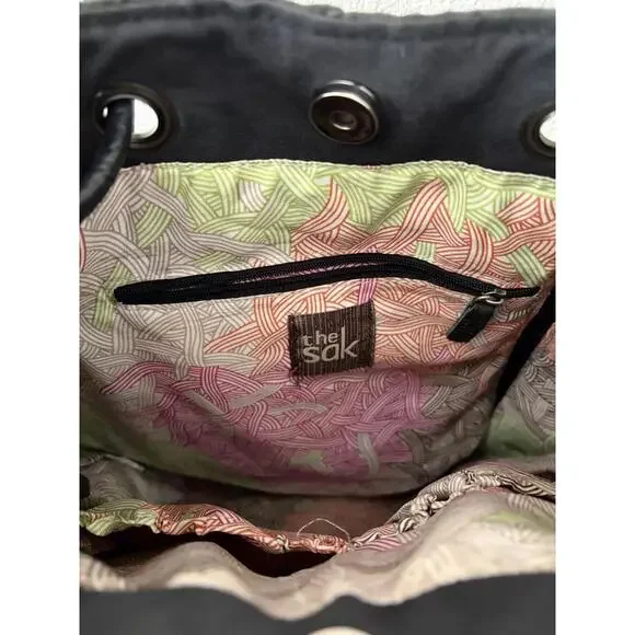 VTG Leather Backpack Purse The Sak Drawstring - Picture 6 of 8